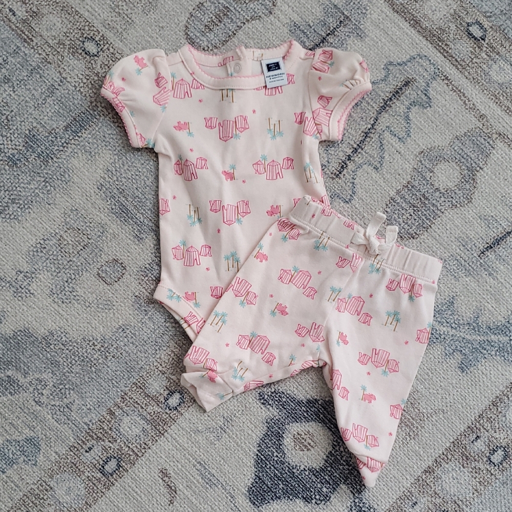 Janie and Jack Baby Girls Pink Tent Outfit Matching Set Newborn